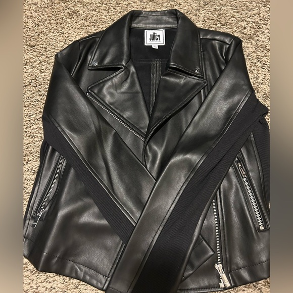 Juicy Couture Sleek Black Leather Jacket - Picture 1 of 3